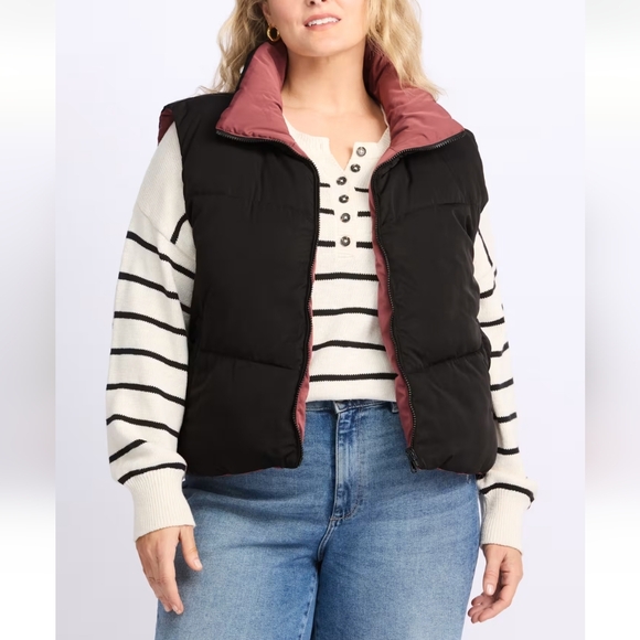 Thread & Supply Black and Mauve Reversible Vest 3X New - Picture 1 of 8